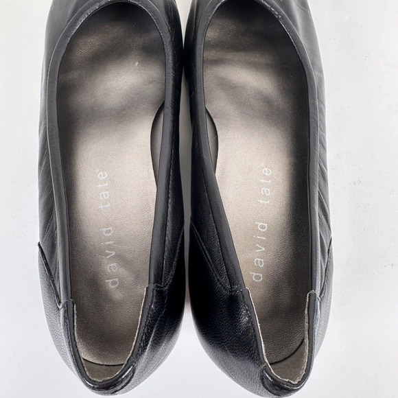 David Tate Black Supreme Leather Pumps Block Heel Slip On Shoe Womens Size 7.5 M - Picture 8 of 9
